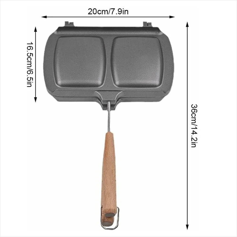 Plancha de doble cara para sándwiches, queso a la parrilla, sartén antiadherente de doble cara extraíble para desayuno, sándwiches