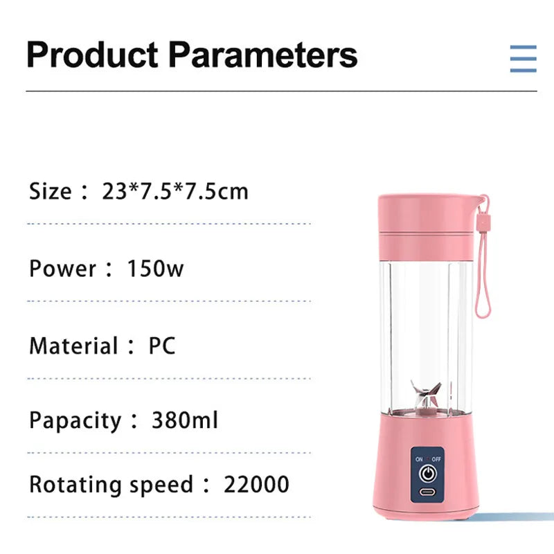 Licuadora Portátil USB Recargable Multifunción para Smoothies