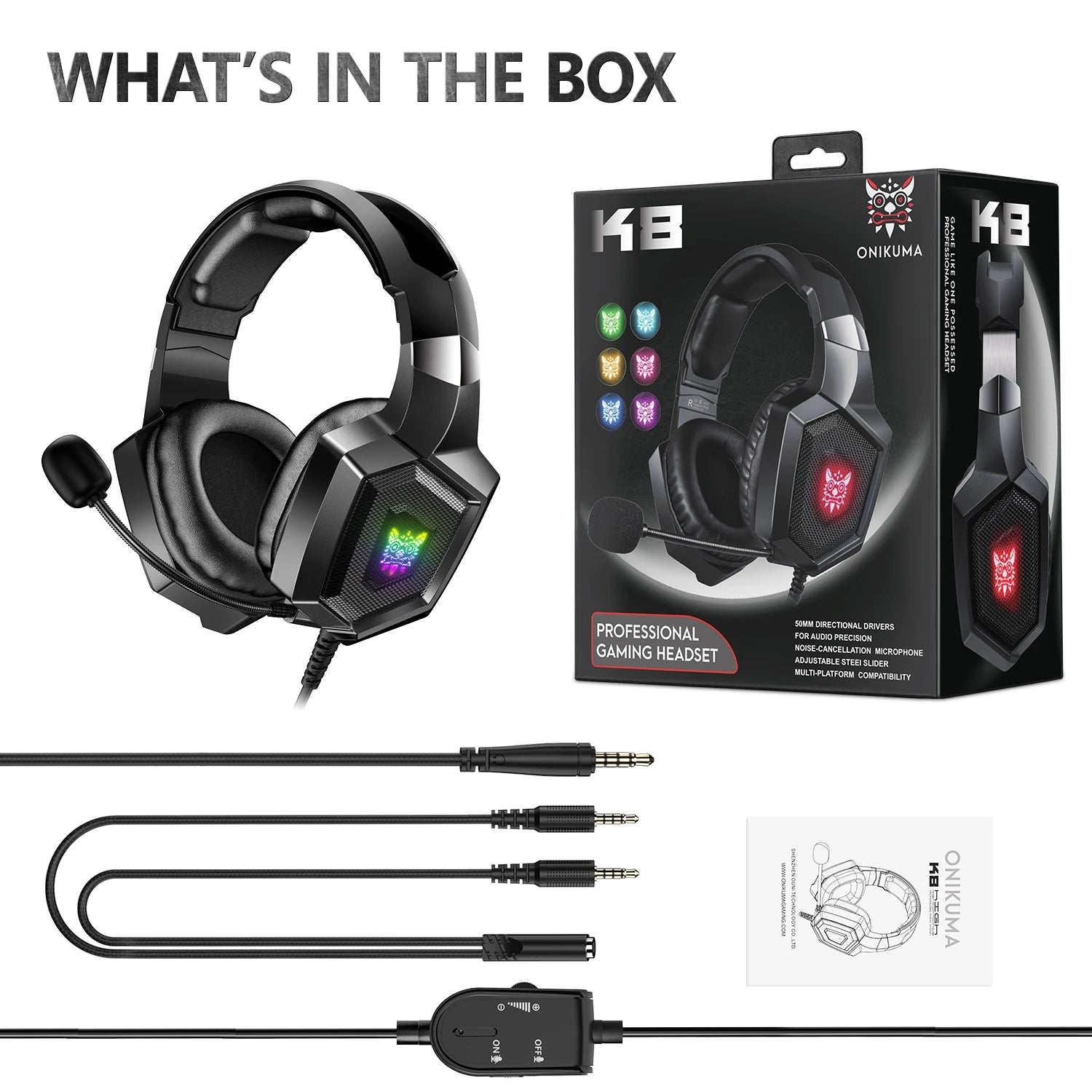 ONIKUMA K8 Auriculares Gaming con Cable RGB