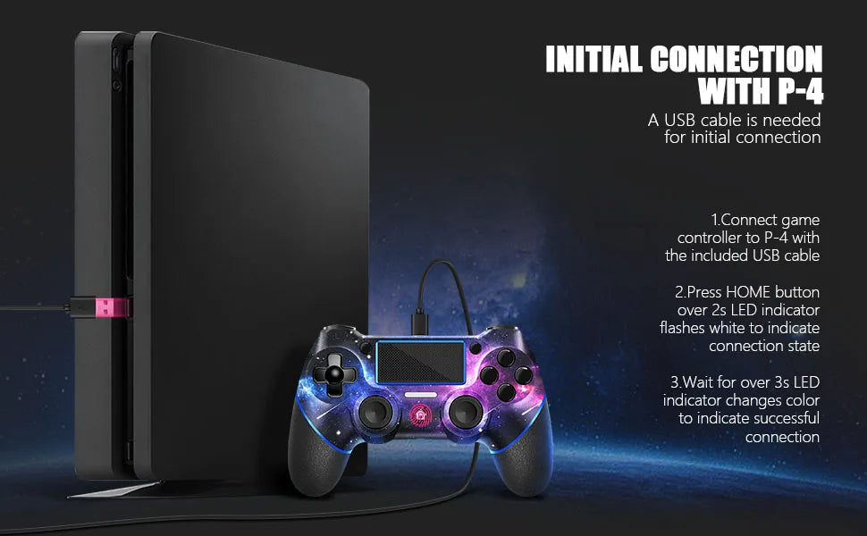 AceGamer Gamepad inalámbrico para controlador PS4, con cable USB C/dobles motores/giroscopio de 6 ejes/conector de audio de 3,5 mm/función de panel táctil