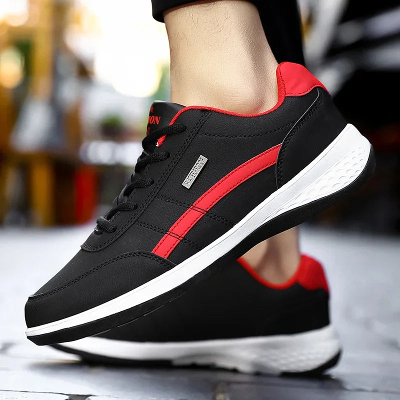 Zapatillas de deporte para hombre, zapatos deportivos informales, zapatos de cuero para caminar al aire libre para hombre, fondo suave para las cuatro estaciones