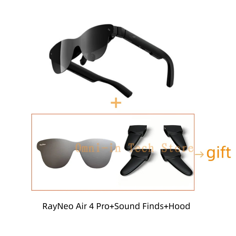Gafas AR inteligentes RayNeo Air 4 Pro, brillo de 1200 Nits, visualización HD de 135 pulgadas, 4 parlantes, audio inmersivo, HDR10