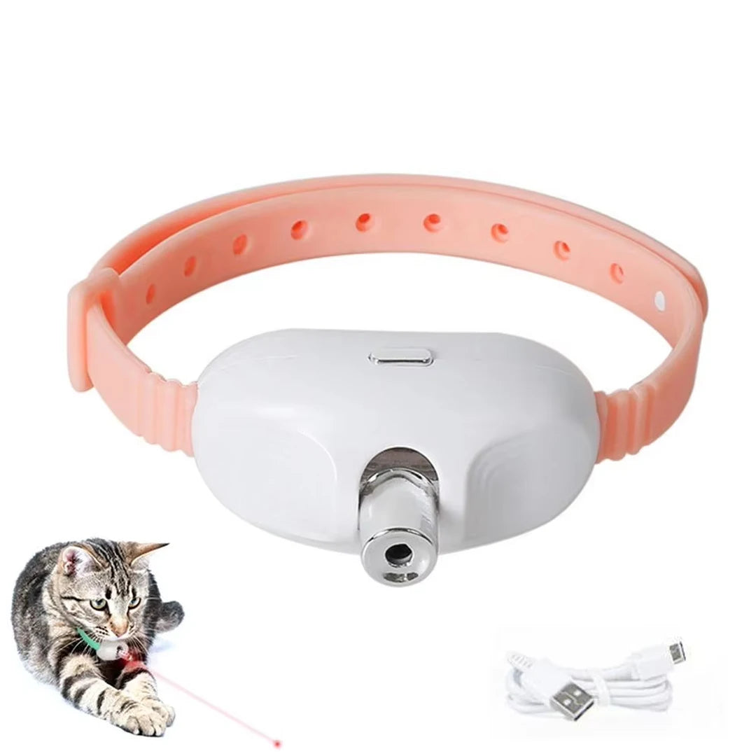 Collar Láser Recargable para Gatos, Juguete Interactivo Automático con Infrarrojos para Gatitos, para Aliviar la Ansiedad, Artículos para Mascotas