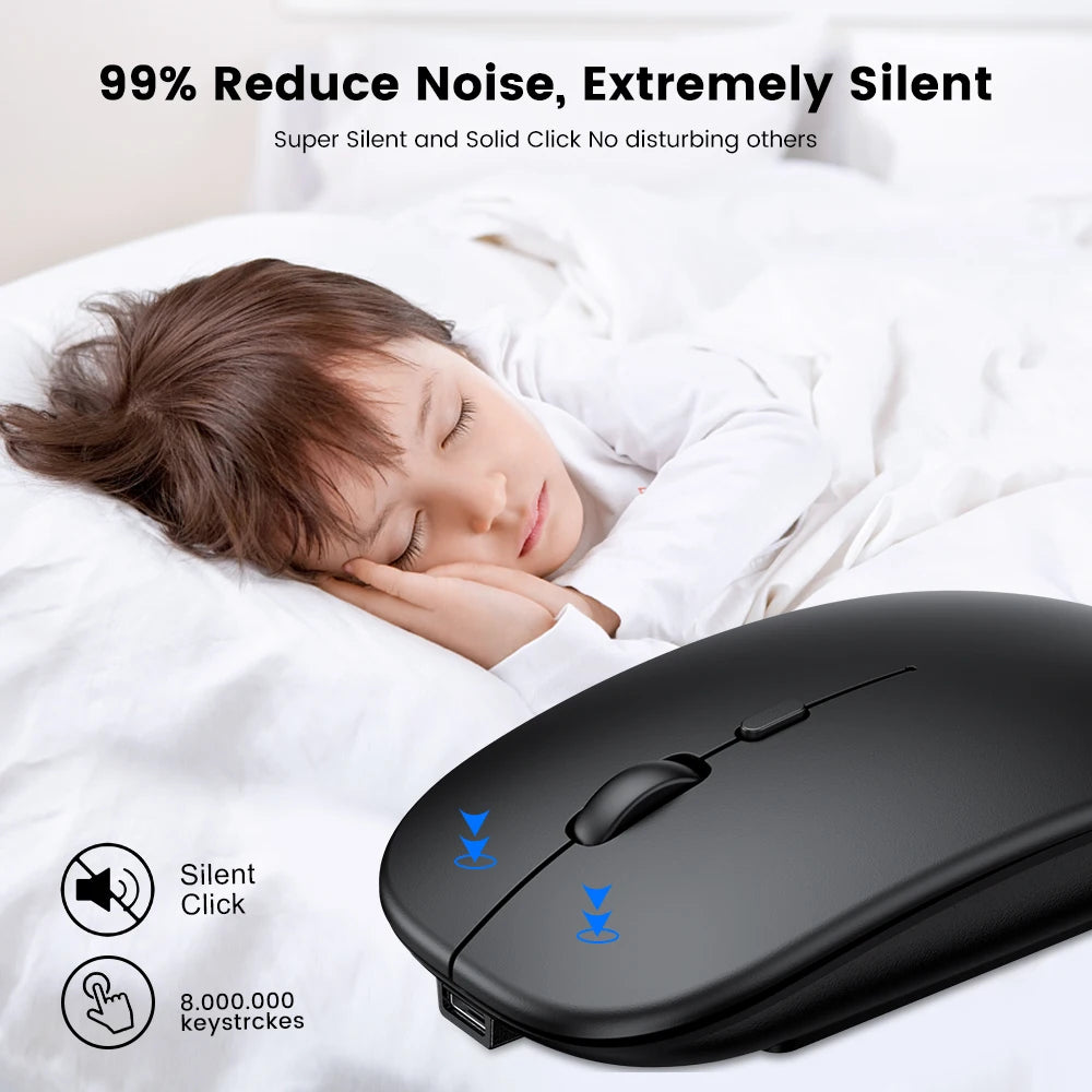 Ratón inalámbrico recargable, Bluetooth, ergonómico, Mini Usb, 2,4 Ghz, silencioso, Macbook, óptico, para ordenador portátil y Pc