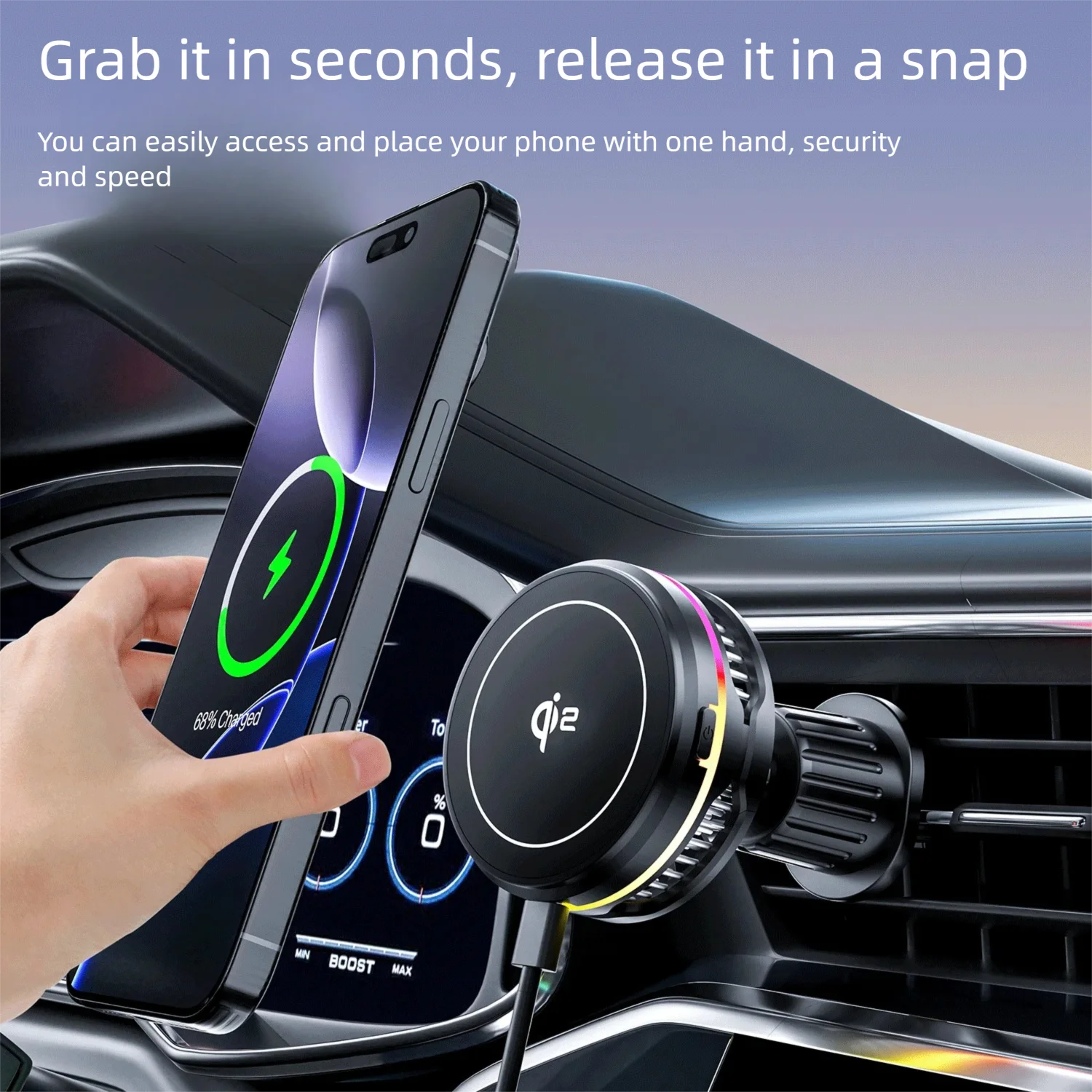 Cargador Inalámbrico Magnético para Coche con Refrigeración por Semiconductor, Soporte de Ventilación, Carga Rápida y Disipación de Calor para iPhone 17/16/15/14