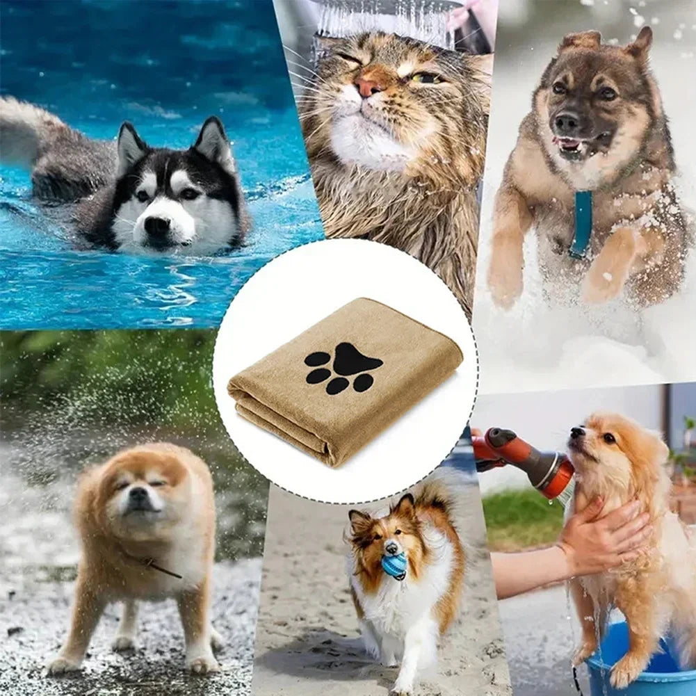 Toalla de Baño para Mascotas de Microfibra, 3 Tamaños Disponibles, Bordada, Súper Suave y Absorbente, para Perros y Gatos, Artículos de Aseo