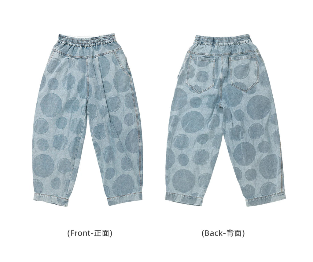 Pantalones Vaqueros de Algodón Holgados con Estampado