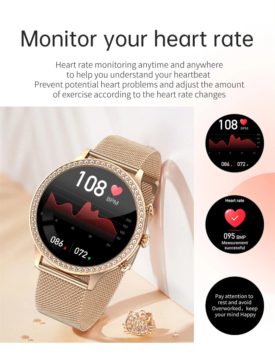 Reloj Inteligente para Mujer con Monitor Cardíaco Bluetooth