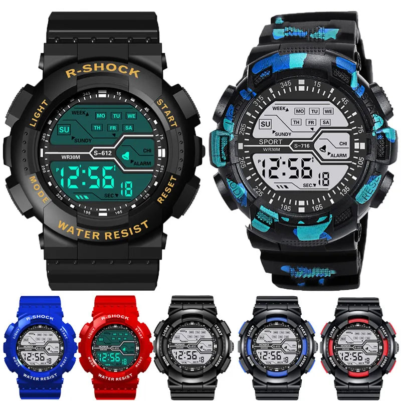 Reloj Digital LED Deportivo Resistente al Agua 30m