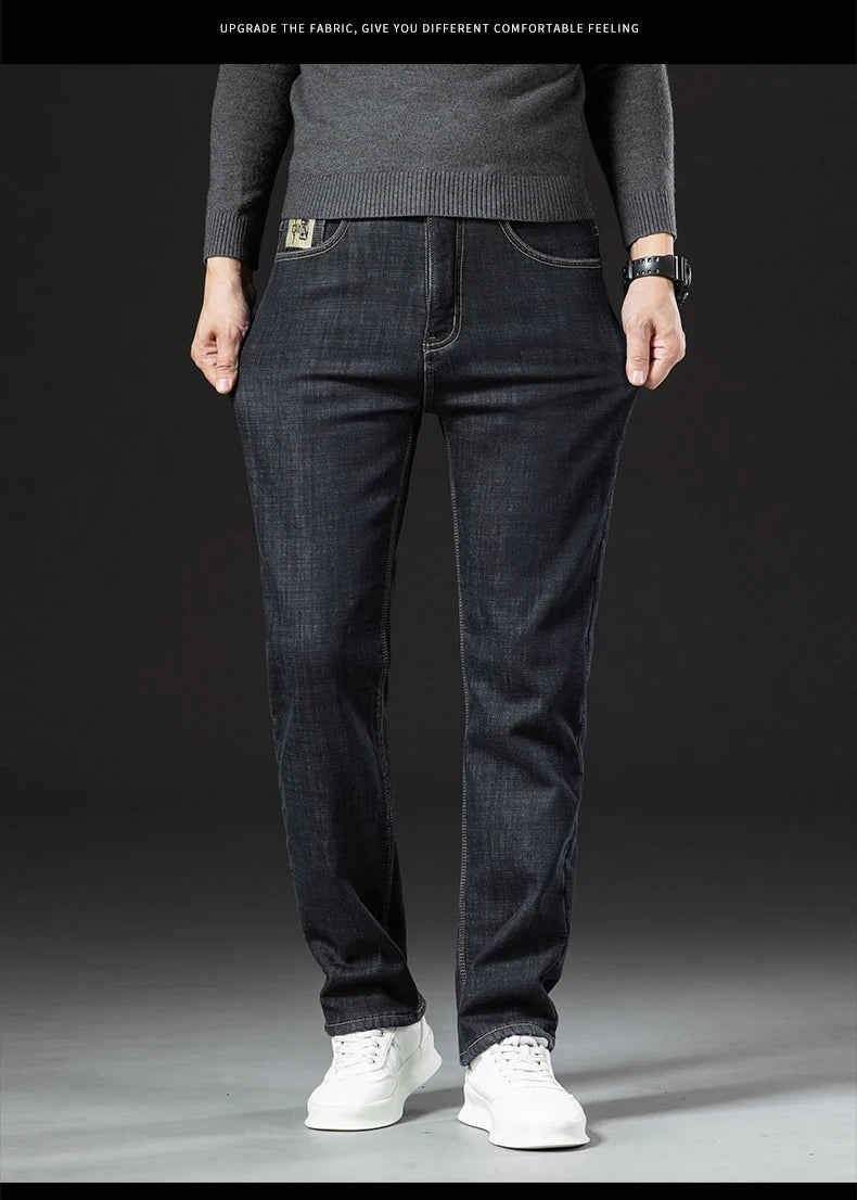Pantalones Vaqueros de Invierno para Hombre, Forro de Cordero, Talla Grande