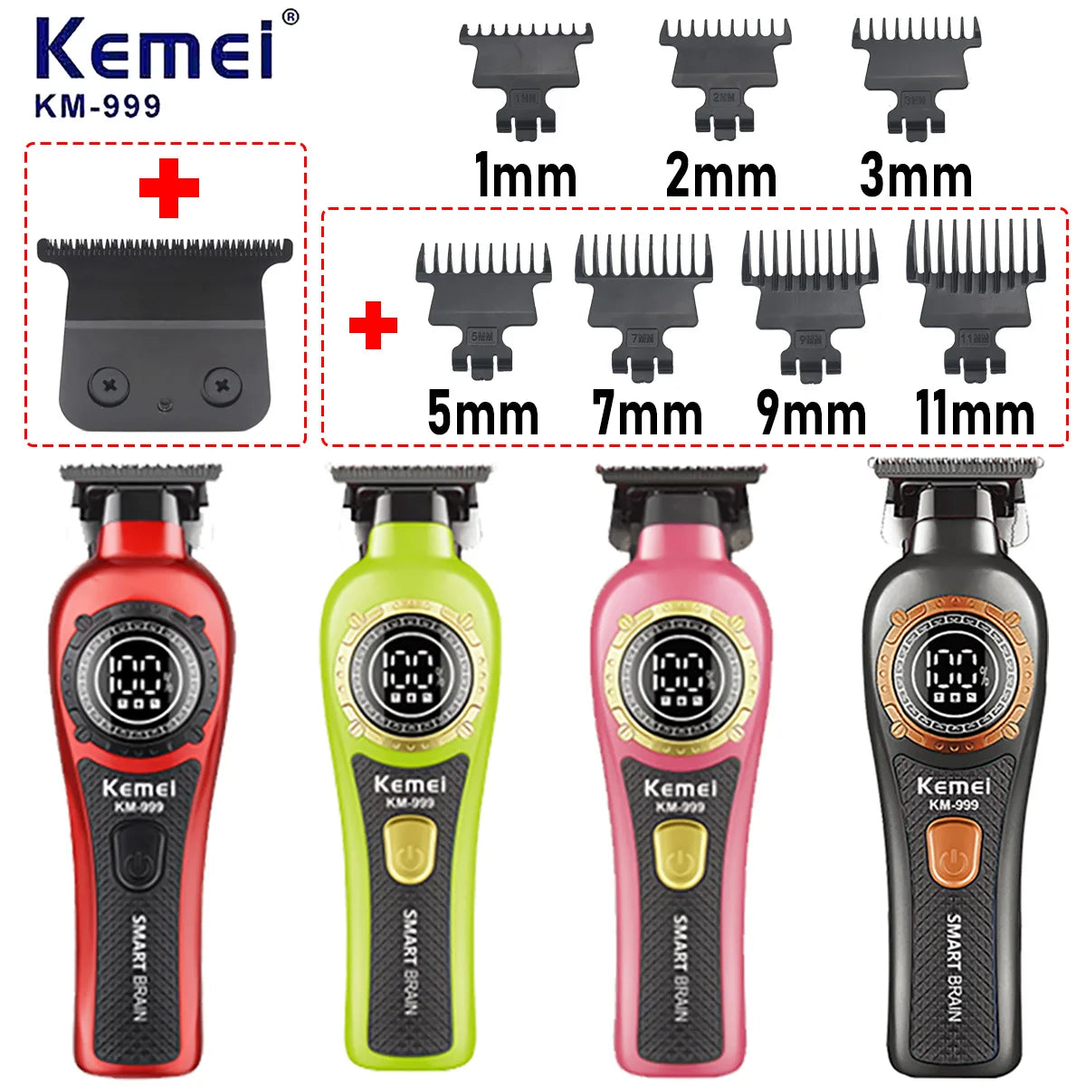 Máquina de Cortar Cabello Eléctrica KM999 con Pantalla Digital, Cortadora Inalámbrica