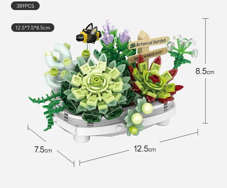 LOZ-1661 serie de plantas, bloque de construcción de simulación, maceta, cerezo suculento, modelo para el hogar, decoración, juguete de bloques de construcción para niña
