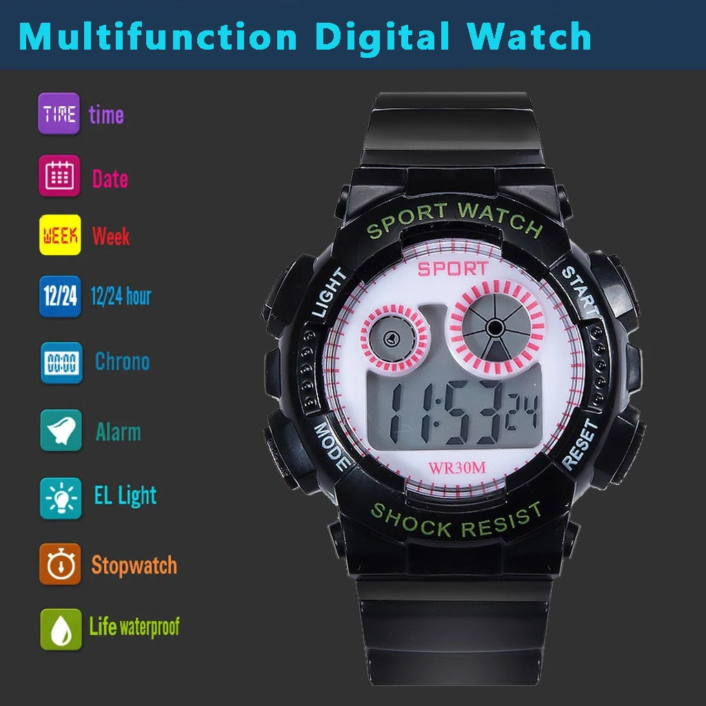 Reloj Deportivo Digital LED Impermeable para Niños