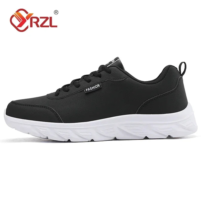 YRZL Zapatillas para correr Zapatillas de deporte de cuero artificial impermeables Zapatos deportivos al aire libre Hombres Zapatillas casuales ligeras para caminar para hombres