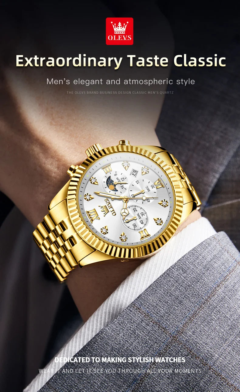 Reloj de Cuarzo OLEVS 2932 para Hombre con Cronógrafo y Diamantes