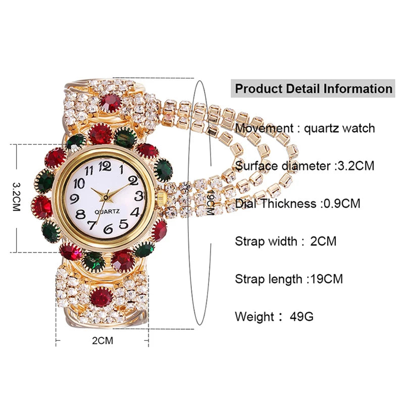 Reloj de Cuarzo de Lujo con Brazalete Dorado Mujer