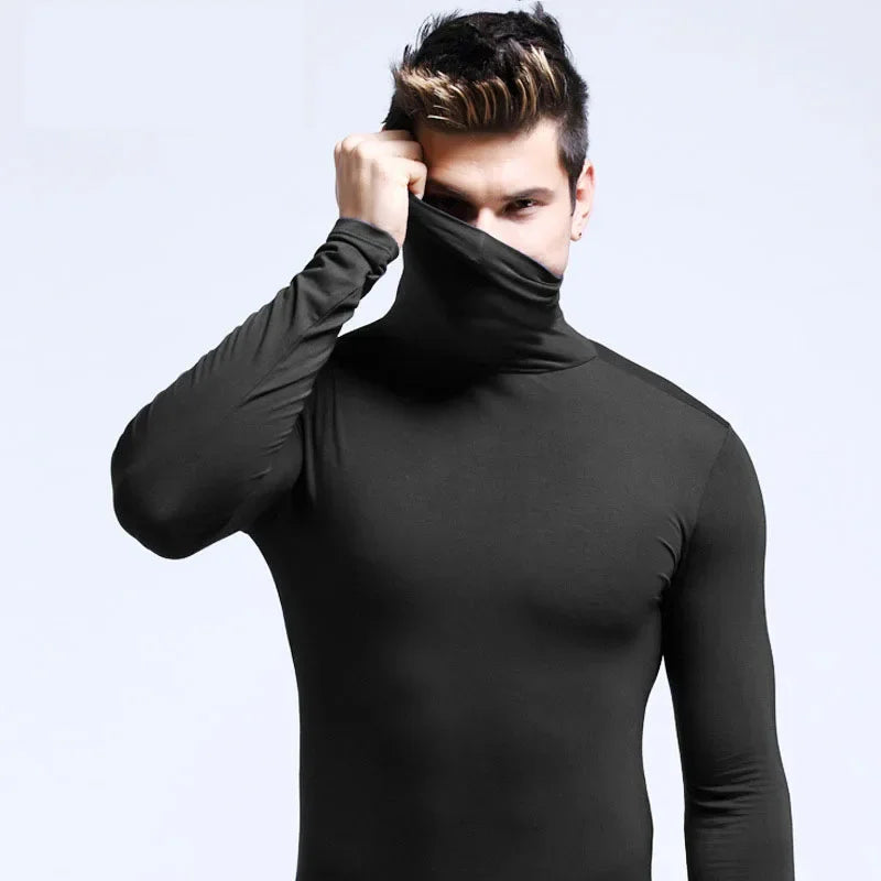 Suéteres de Cuello Alto para Hombre Otoño Invierno, Suéteres Casuales Térmicos de Manga Larga, Ajustados, Elásticos, Básicos, Sudaderas, Jumper, Camisetas