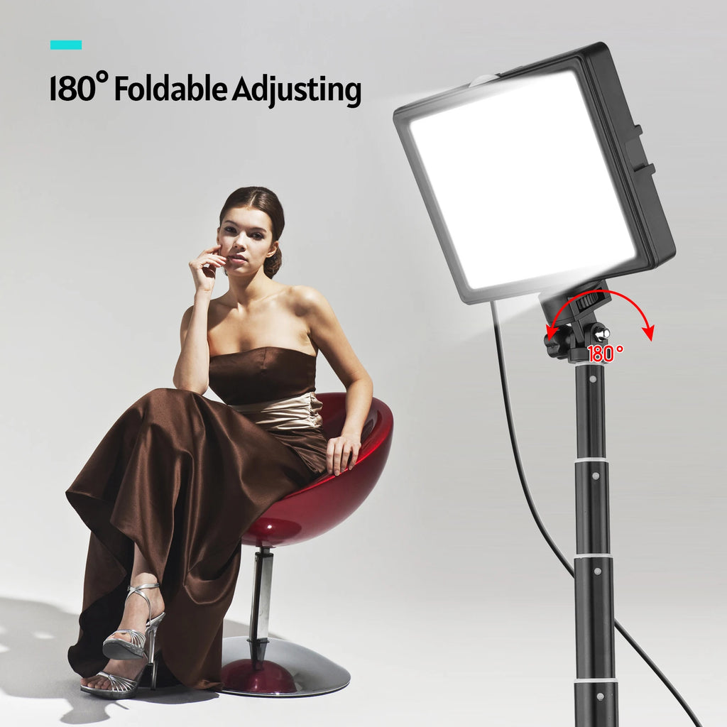 Andoer-Kit de iluminación LED para vídeo, iluminación de fotografía, 3200K-5500K, de 148cm de altura con trípode, soporte de 5 filtros de piezas para transmisión en vivo, 2 piezas