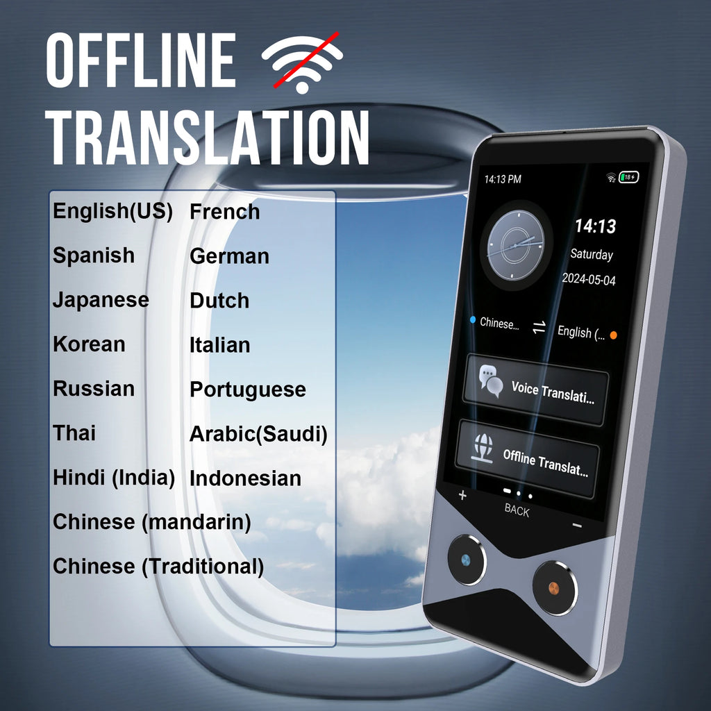 Traductor V9000 de 3,7 pulgadas, 4G/WIFI/hotspot, procesador Qualcomm, RAM 1G + ROM16G, compatible con 137 idiomas, cámara HD estándar de 5 megapíxeles