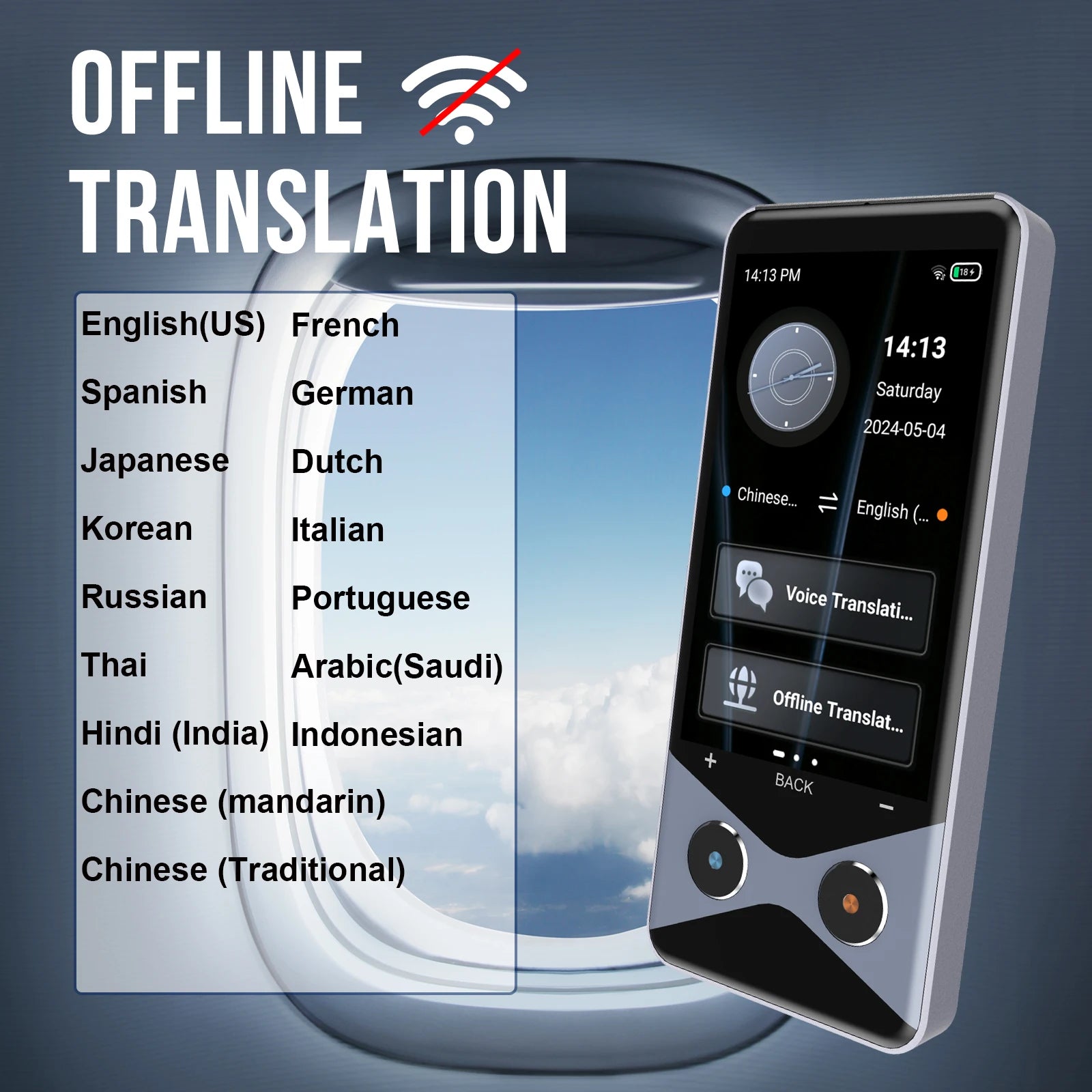 Traductor V9000 de 3,7 pulgadas, 4G/WIFI/hotspot, procesador Qualcomm, RAM 1G + ROM16G, compatible con 137 idiomas, cámara HD estándar de 5 megapíxeles