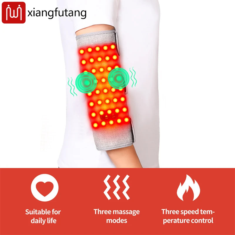 Masajeador de codo eléctrico con luz roja, ajuste de 3 niveles, relajación muscular y comodidad de las articulaciones, cuidado del codo para fanáticos/mayores de fitness