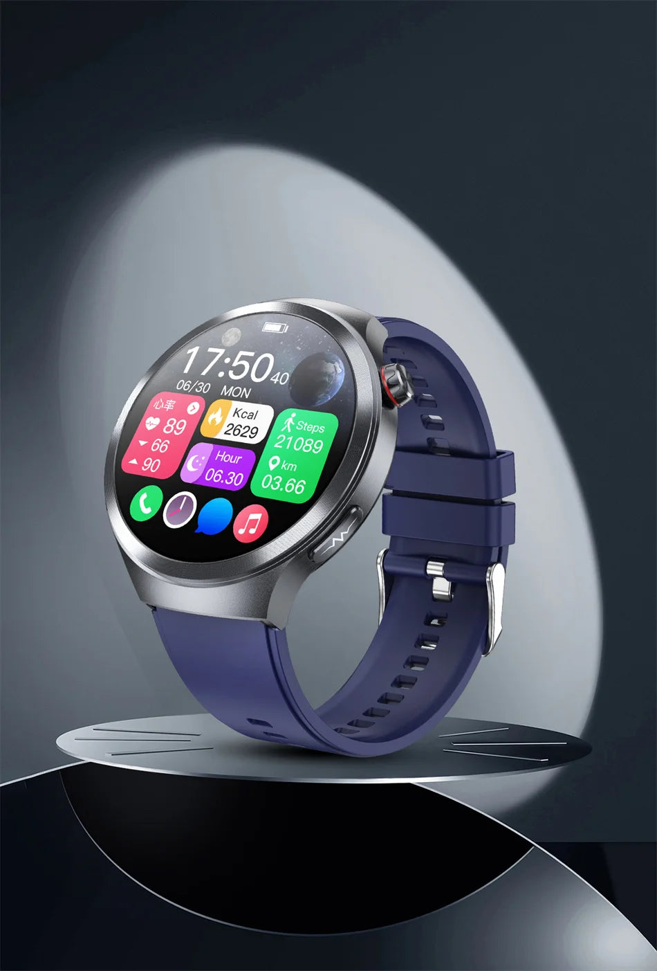 Nuevo Reloj Inteligente con Pantalla de Cristal de Zafiro de 1.73 Pulgadas, Monitor de Salud, Ácido Úrico, Grasa en Sangre, Presión Arterial, ECG+PPG, Análisis Corporal, para Hombre