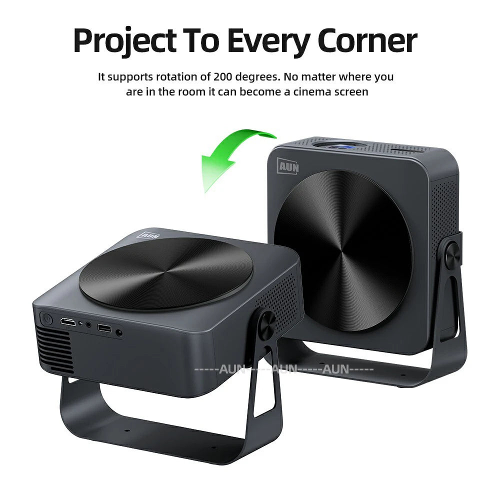 Proyector Android LED 4K 850 Lúmenes 1080P 3D Portátil con Altavoz WIFI para Mini Cine en Casa, Teléfono, Beamer, Smart TV AUN A45
