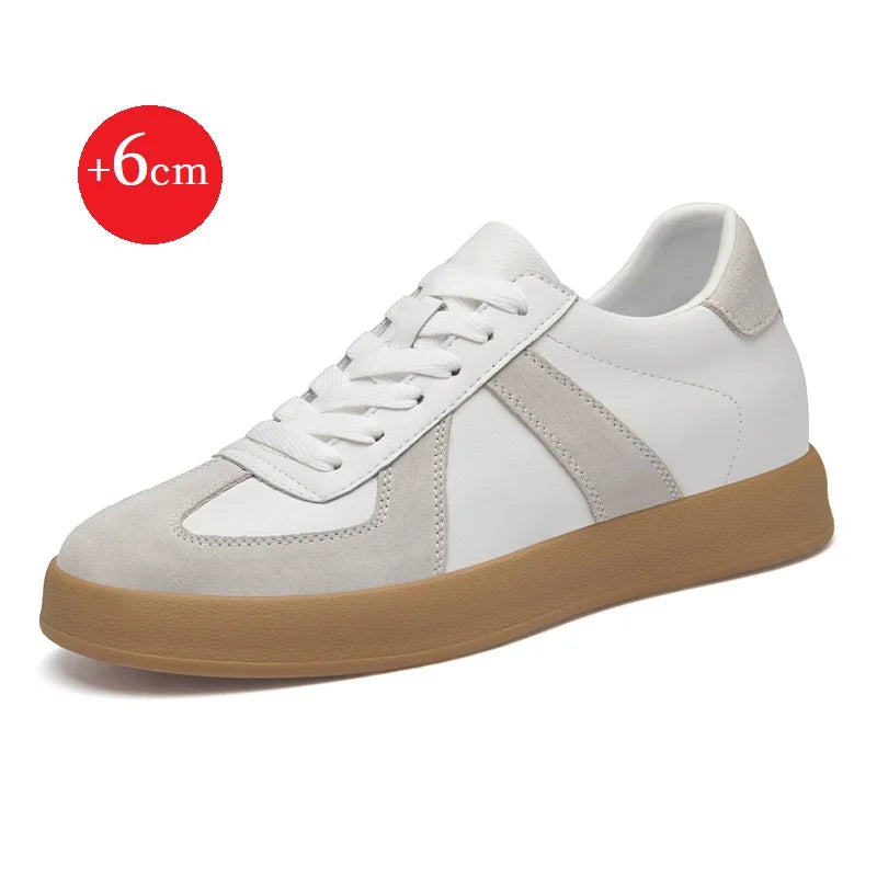 Zapatos invisibles con aumento de altura, zapatos de entrenamiento moral de 8cm, zapatillas informales transpirables de verano con aumento de altura interior para hombre, zapatos Forrest Gump versátiles Retro de cuero genuin