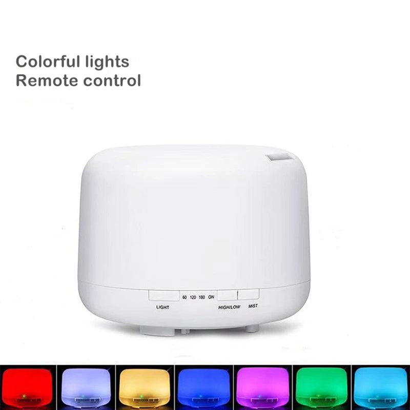 Humidificador difusor de aromas 5 en 1 con 7 luces LED y 500 ml