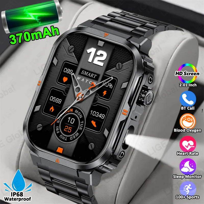 LIGE Reloj Inteligente Militar IP68 Linterna