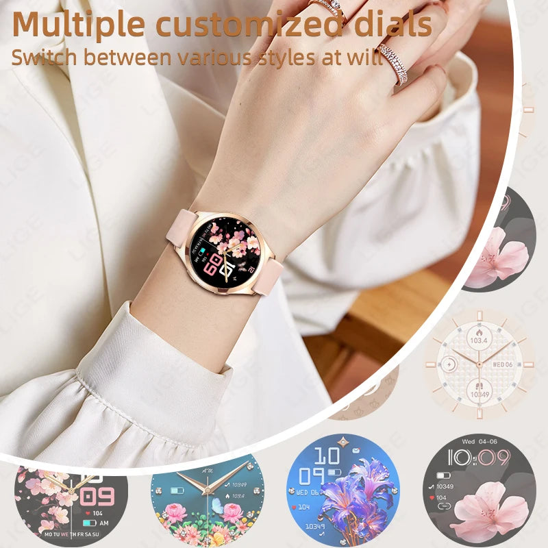 Smartwatch LIGE para mujer con Bluetooth, monitor de salud y esfera personalizable