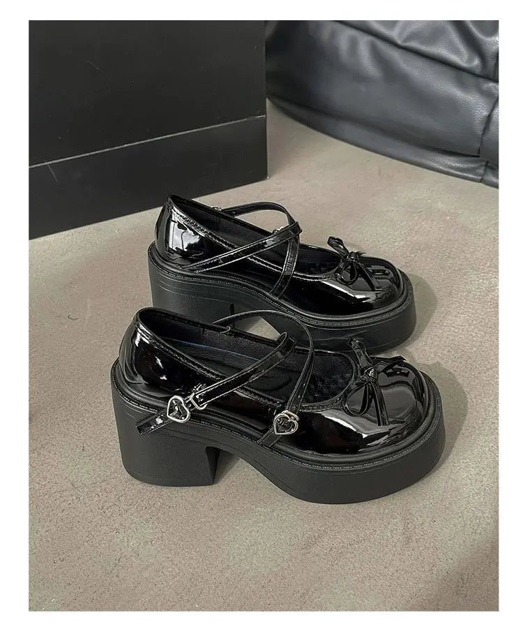 Zapatos Mary Jane de Tacón Grueso con Plataforma para Mujer