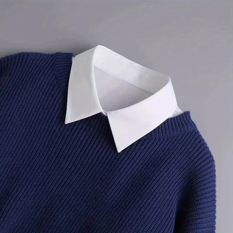 Cuello de Camisa Falso de Talla Única, Elegante y Desmontable con Botones para Estilo de Atuendo en Capas, Accesorio de Moda, Diseño sin Mangas