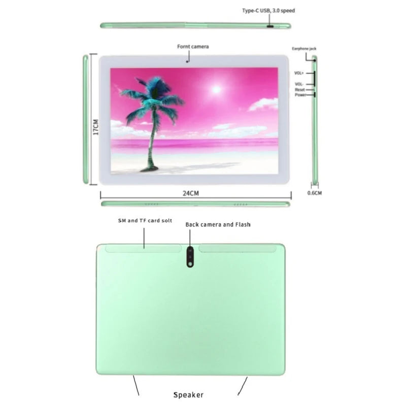 Tabletas Android 9.0 con función de llamadas para niños, 10.1 pulgadas, 2GB de RAM, 32GB de ROM, regalo gratis, funda de silicona, MTK6737 Quad-Core, 1280 x 800 IPS