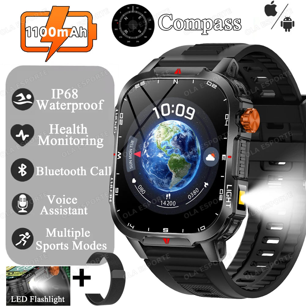 Reloj Inteligente Militar para Hombre - GPS, 1100mAh y 10ATM