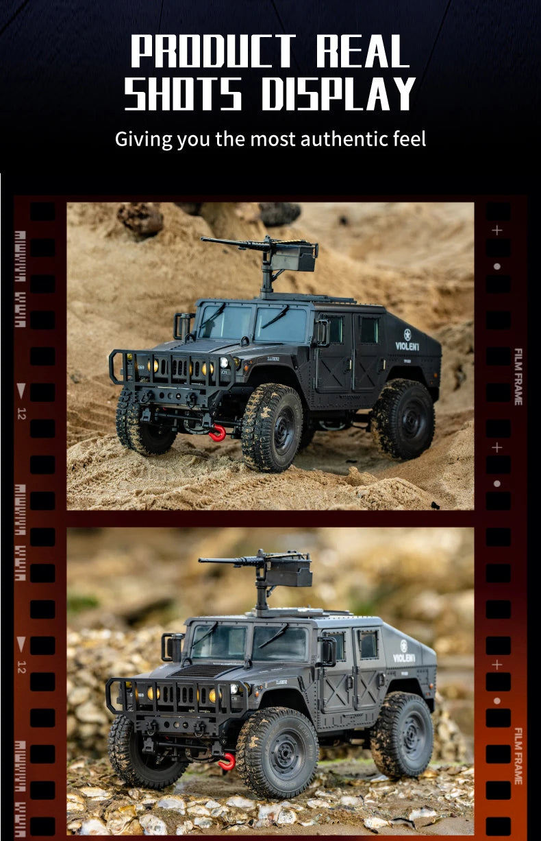 Coche RC Militar Crawler 4WD 2.4G 1:14, Vehículo Todoterreno con Accesorios