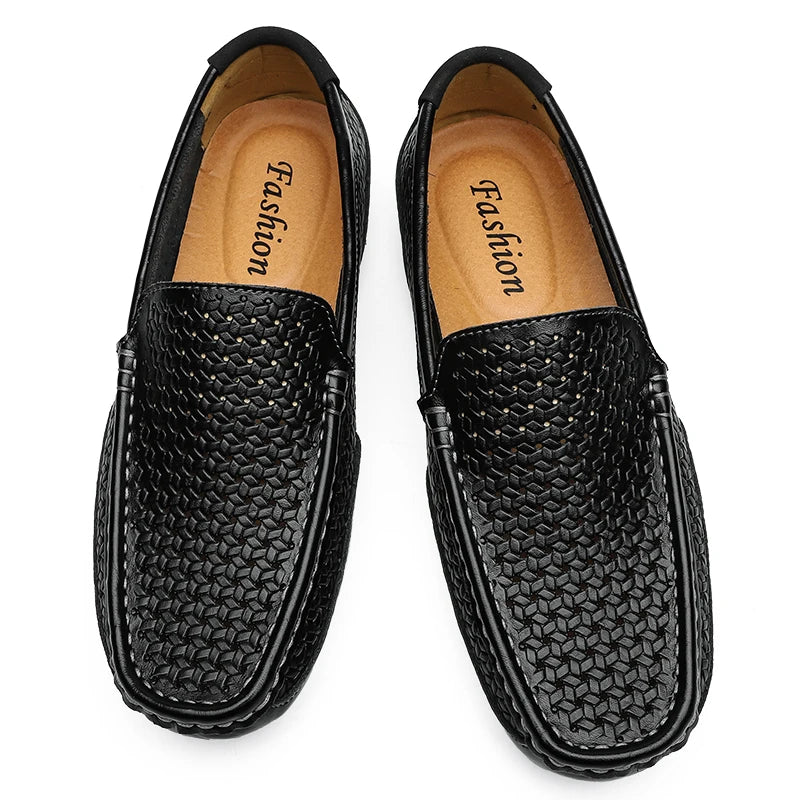 Zapatos Negros para Hombre 2026, Mocasines Casuales de Cuero Genuino, Marca de Lujo Italiana, Transpirables, Estilo Náutico