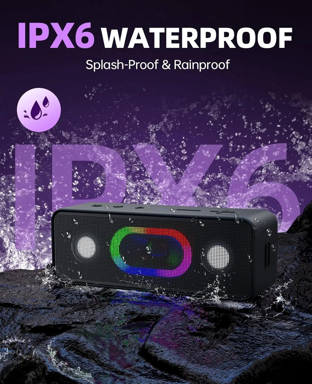 Altavoz Bluetooth Ortizan, Altavoz portátil con sonido estéreo fuerte de 16 W, 24 horas de reproducción, Altavoces inalámbricos Bluetooth 5.3, graves profundos,