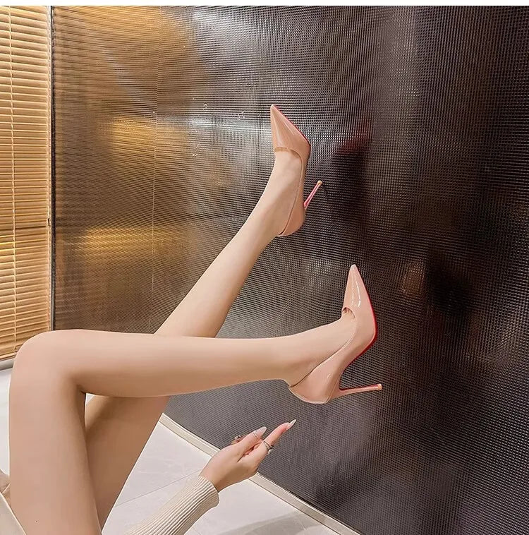 Zapatos de Tacon de Aguja con Suela Roja para Mujer, Punta Fina