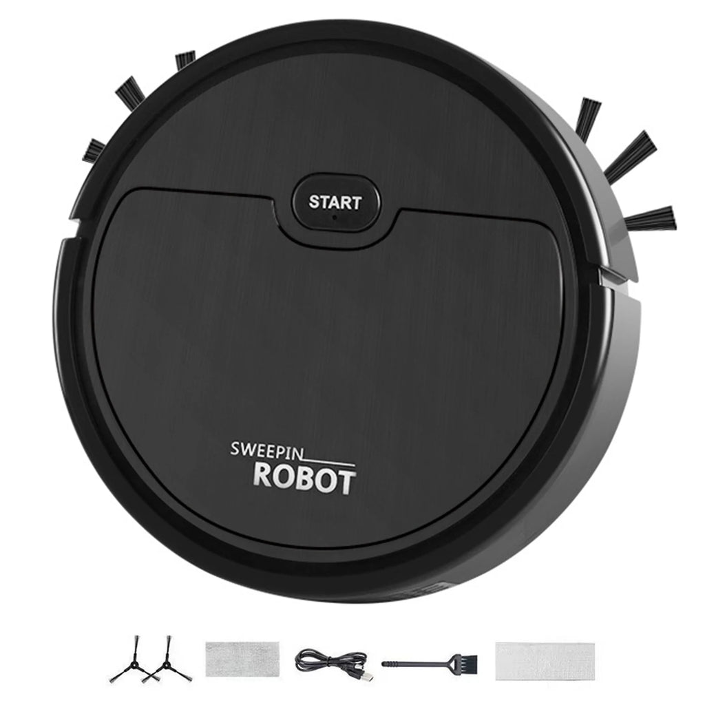 Robot Aspirador 3 en 1, Ultrafino, Recargable, Bajo Ruido para Suelo de Madera y Baldosas