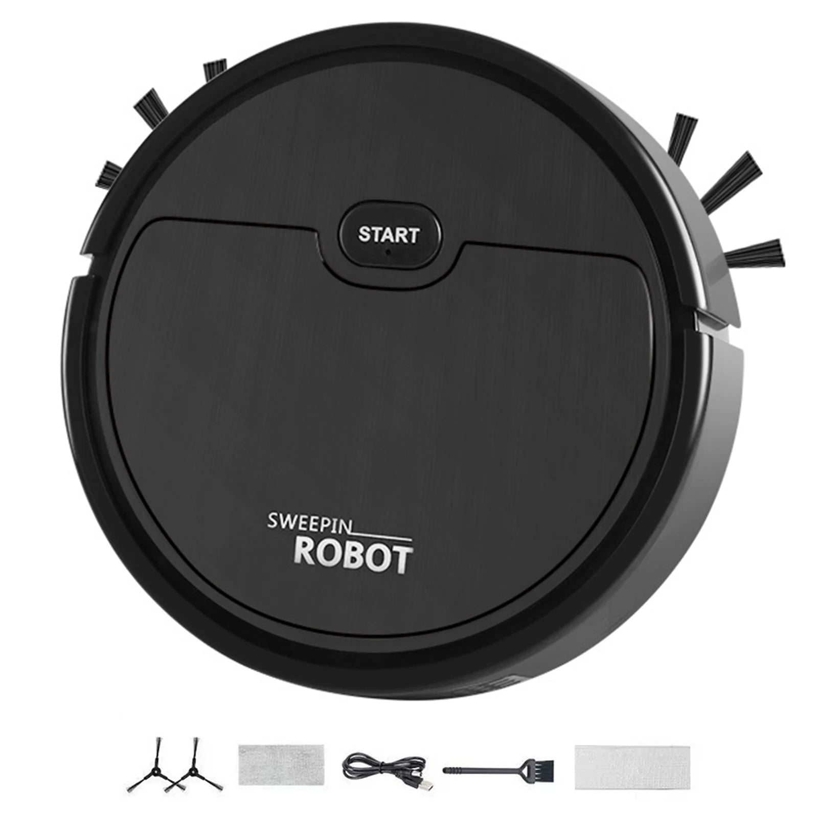 Robot Aspirador 3 en 1, Ultrafino, Recargable, Bajo Ruido para Suelo de Madera y Baldosas