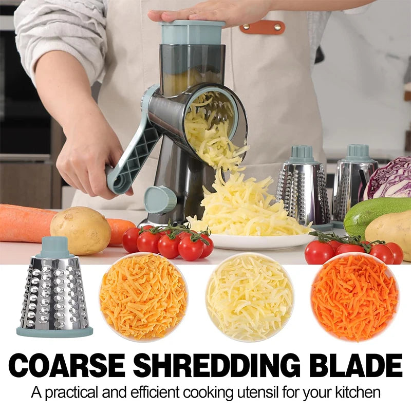 LMETJMA Rallador de queso giratorio 3 en 1, rebanador Manual versátil de verduras, molinillo de nueces y maní, trituradora de queso y verduras transparente JT242