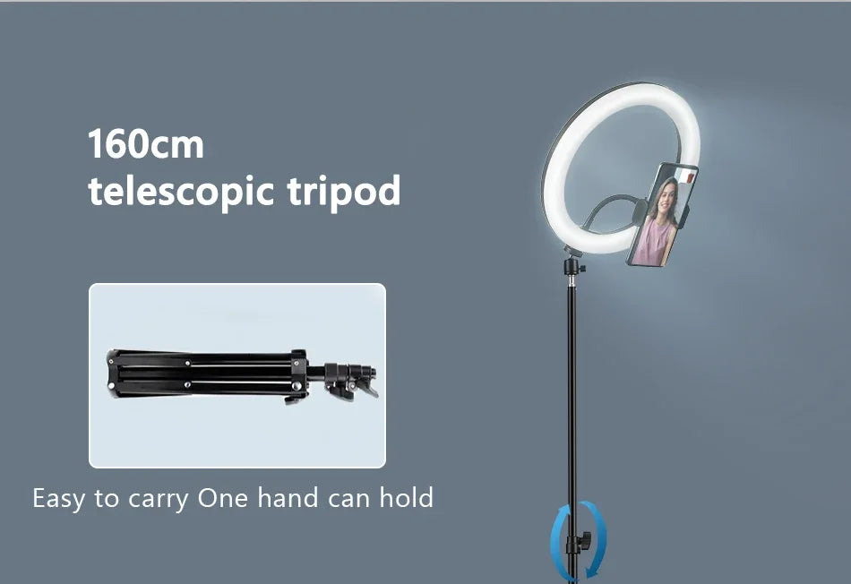 Luz de Video de 26CM, Anillo de Luz LED Regulable para Selfies, Lámpara de Anillo USB con Soporte de Trípode Opcional para Grabación de Video y Maquillaje