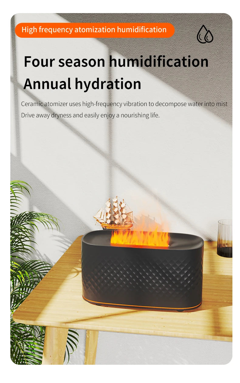 Nueva lámpara de ambiente colorida USB, máquina de aromaterapia de escritorio para el hogar y la Oficina, humidificador creativo de llama con grietas, pulverizador de atomización de aire
