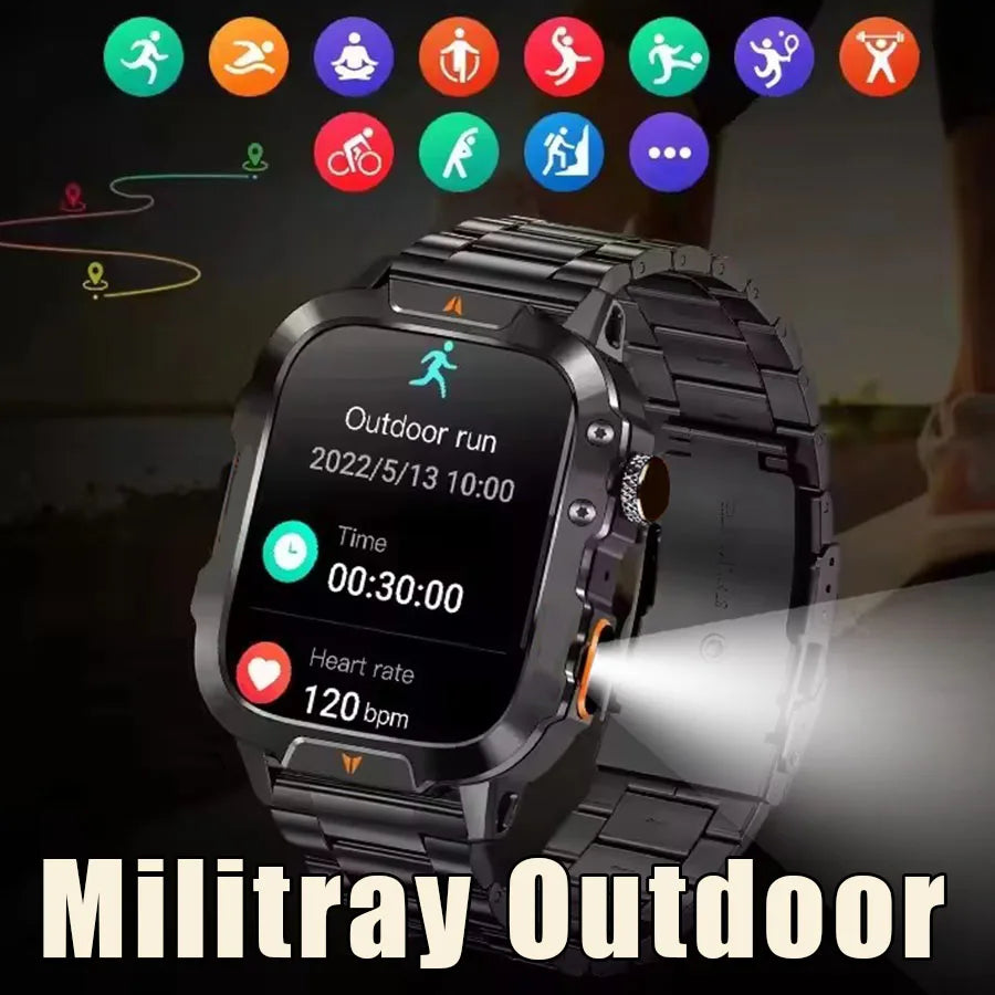 2025 Smartwatch hombres Bluetooth llamada Monitor de salud del ritmo cardíaco AI voz impermeable deporte GPS Tracker reloj inteligente
