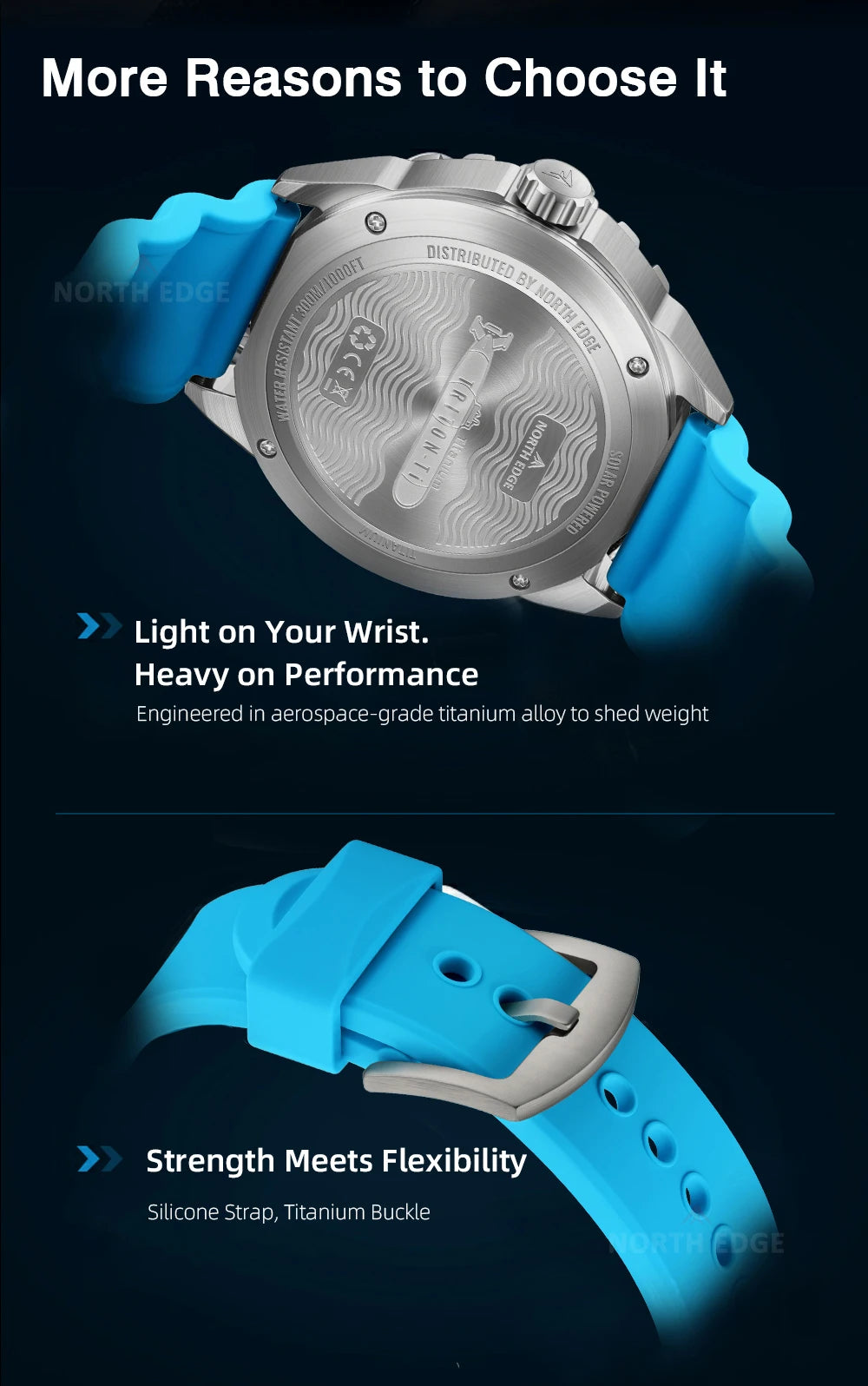 NORTH EDGE TRITON-Ti Reloj de Buceo Titanio Solar