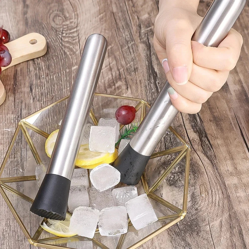 Muddler de Acero Inoxidable de 21/30CM, Herramienta de Barman, Triturador de Limones y Hielo para Mojitos, Bebidas de Frutas, Uso en el Hogar, Cocina y Bar