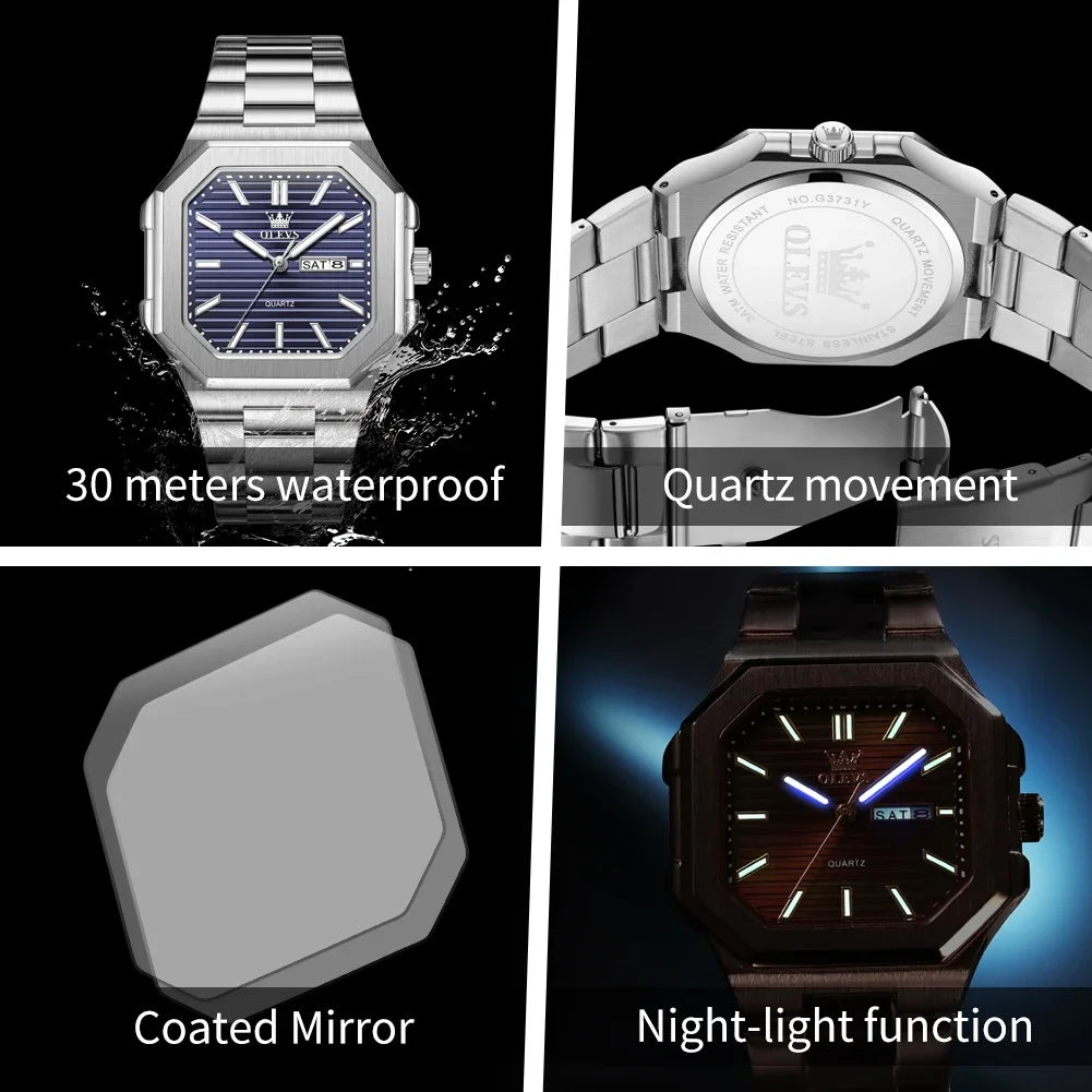 Reloj OLEVS de Cuarzo para Hombre, Resistente al Agua con Fecha y Semana