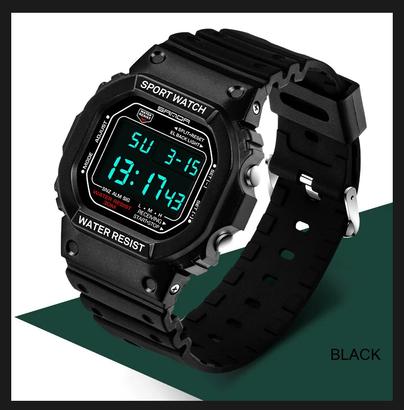 Reloj Digital Deportivo SANDA 329 para Hombre, LED, Resistente al Agua