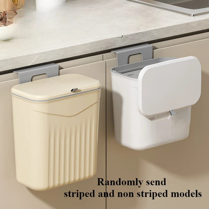 Cubo de basura para cocina con tapa, para colgar en la puerta del armario, almacenamiento creativo para el baño, cesta para papel higiénico, papelera